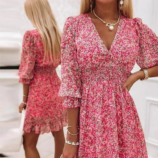 Xiomara™-Ibiza bequemes Damenkleid mit Blumendruck