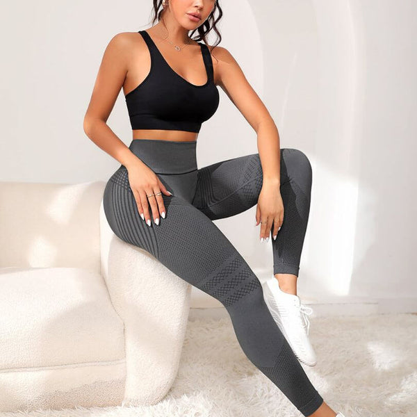 Damen Anti-Cellulite Leggings mit Po-Lift & High-Waist | Kaschiert Dellen optisch, formt Beine | Sport & Alltag, 1+1 Set