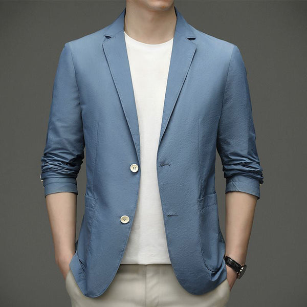 Herren Sommer Blazer leicht & atmungsaktiv | UV-Schutz & knitterfrei | Slim Fit Ein-Knopf Sakko