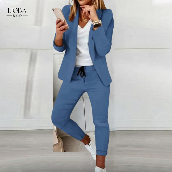 Damen Hosenanzug 2-teilig | Blazer & Hose Set | Elegantes Freizeit- und Business-Outfit
