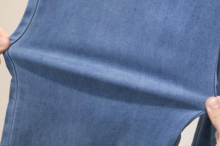 Damen High-Waist Flair Hose mit elastischem Bund | Leichtes, atmungsaktives Stretchgewebe | Mit Taschen & Doppelknopf | Größen L–4XL