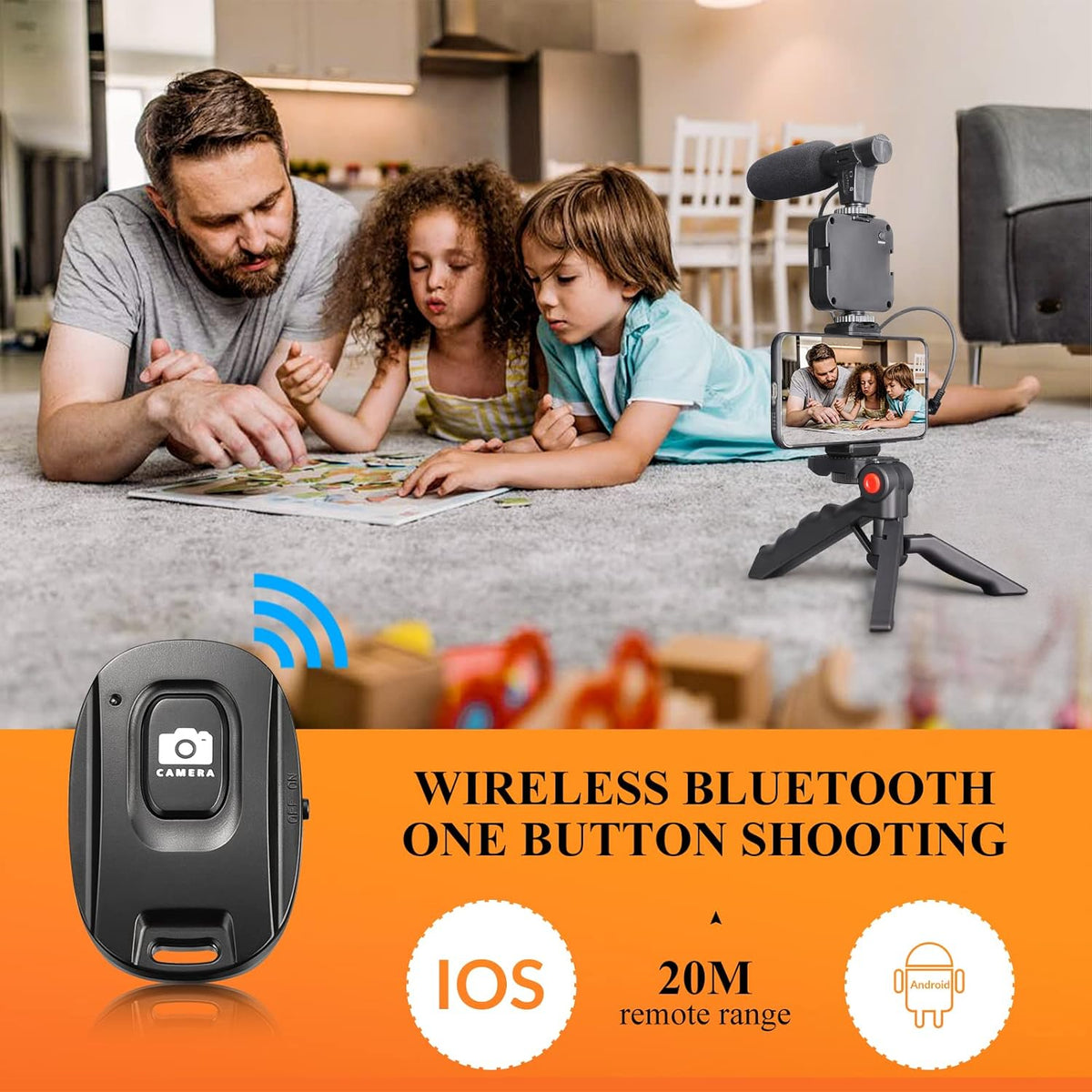 VlogMaster | Komplettes Vlogging-Kit | LED-Licht & Mikrofon | Bluetooth-Fernbedienung