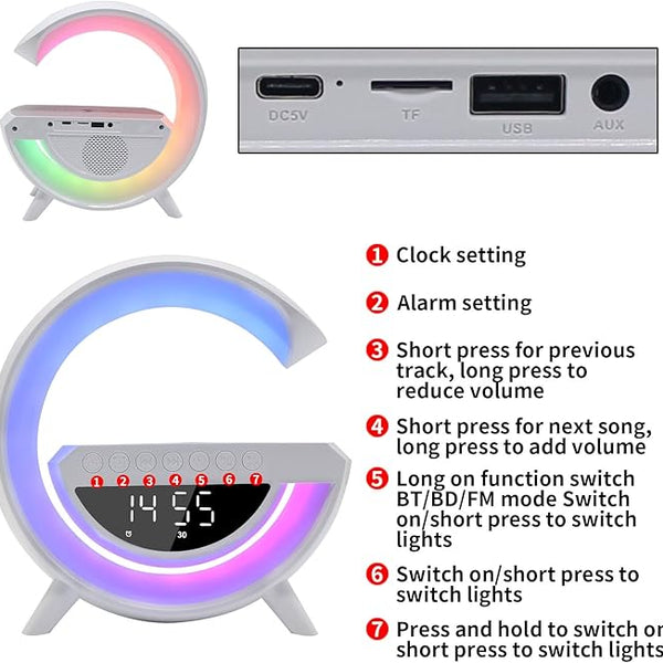 G-LumiSound | Kabelloser Lautsprecher mit LED-Beleuchtung | Integriertes Wireless Charging