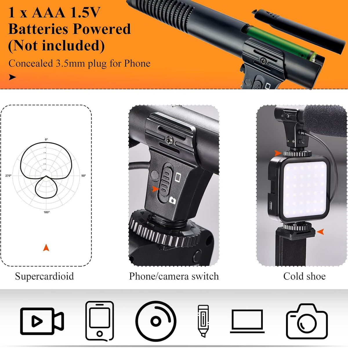 VlogMaster | Komplettes Vlogging-Kit | LED-Licht & Mikrofon | Bluetooth-Fernbedienung