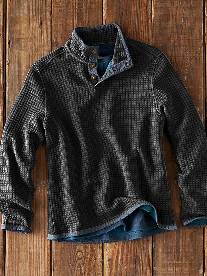 Herren Langarmshirt mit Stehkragen | Lockeres Freizeitshirt für Frühling & Herbst | Bequemer Casual-Pullover