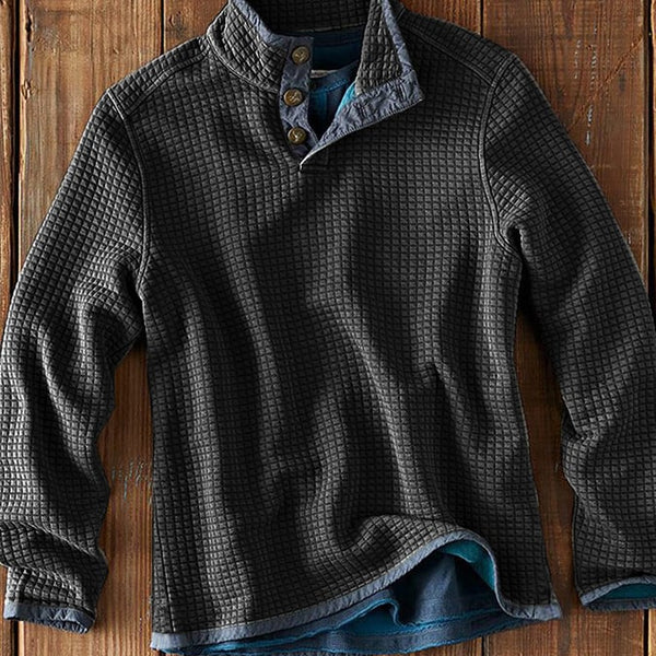 Herren Langarmshirt mit Stehkragen | Lockeres Freizeitshirt für Frühling & Herbst | Bequemer Casual-Pullover