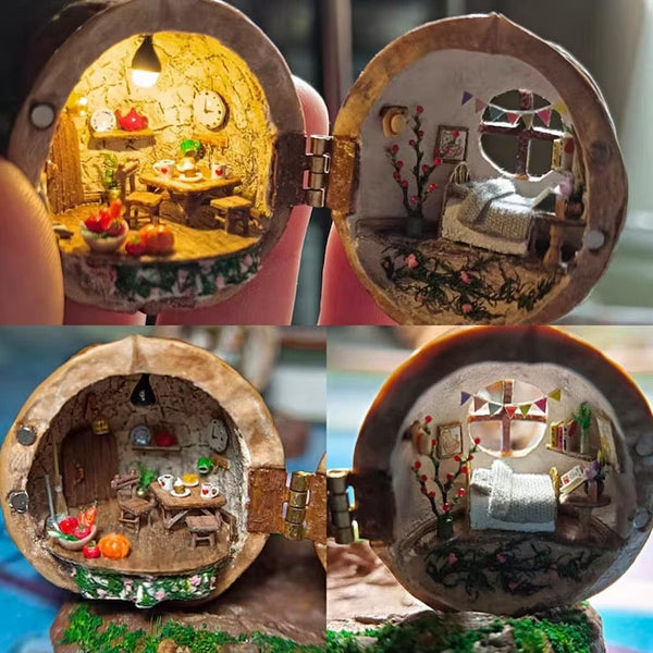 WalnutCharm - Handgemachtes Walnussschalen-Puppenhaus | 50% RABATT