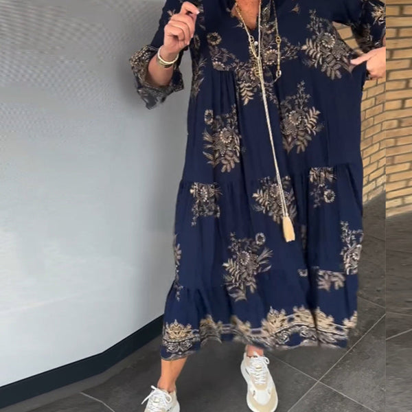 Manuela Lässiges Vintage-Kleid mit V-Ausschnitt