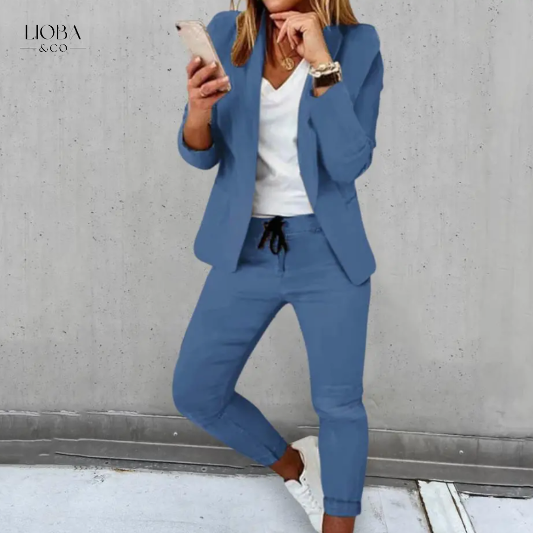 Damen Hosenanzug 2-teilig | Blazer & Hose Set | Elegantes Freizeit- und Business-Outfit