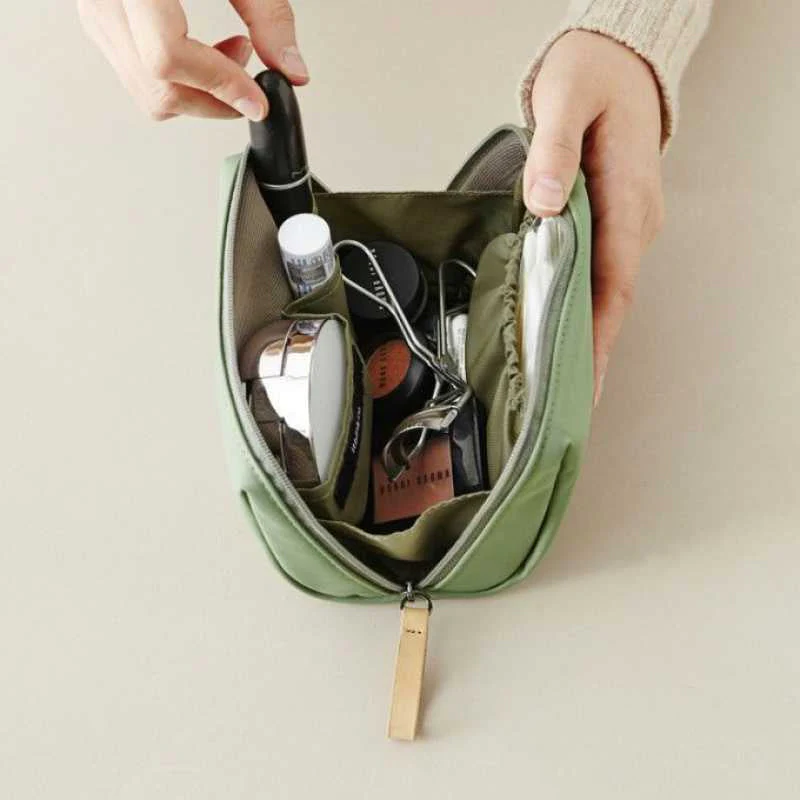 Cosmetica® - Einfarbige Kosmetiktasche mit Doppelreißverschluss