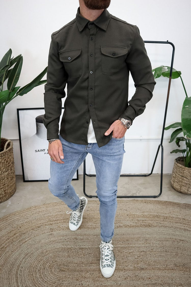 Herren Hemdjacke aus Baumwolle | Taillierter Schnitt mit Brusttaschen & Knopfleiste | Smart Casual