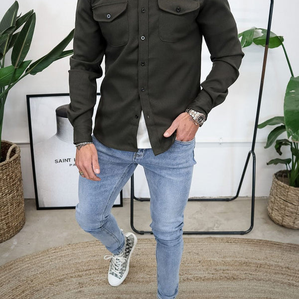 Herren Hemdjacke aus Baumwolle | Taillierter Schnitt mit Brusttaschen & Knopfleiste | Smart Casual