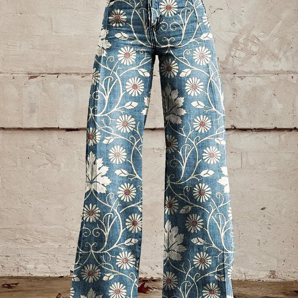 Annett™ Vintage bedruckte lässige Hose mit weiten Beinen