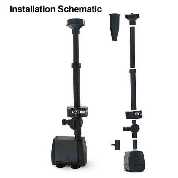 Gartenbrunnenpumpe mit 6 LED-Leuchten
