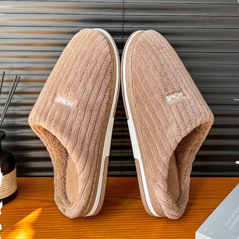 Warme Hausschuhe mit Plüschfutter | Rutschfeste Winter-Slipper | Bequeme Pantoffeln für Zuhause