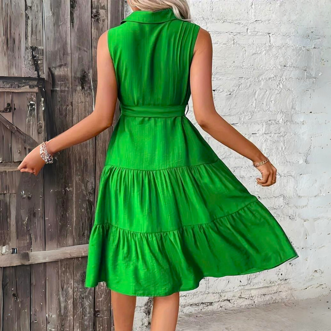 Anna™ Lässiges ärmelloses 2-stufiges Baumwollkleid