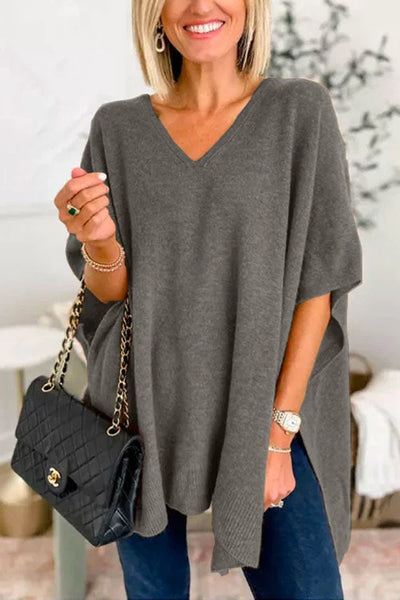Damen Pullover | Poncho Stil | Weiter Schnitt | Bequemer Alltagslook
