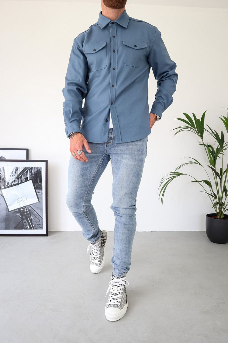 Herren Hemdjacke aus Baumwolle | Taillierter Schnitt mit Brusttaschen & Knopfleiste | Smart Casual