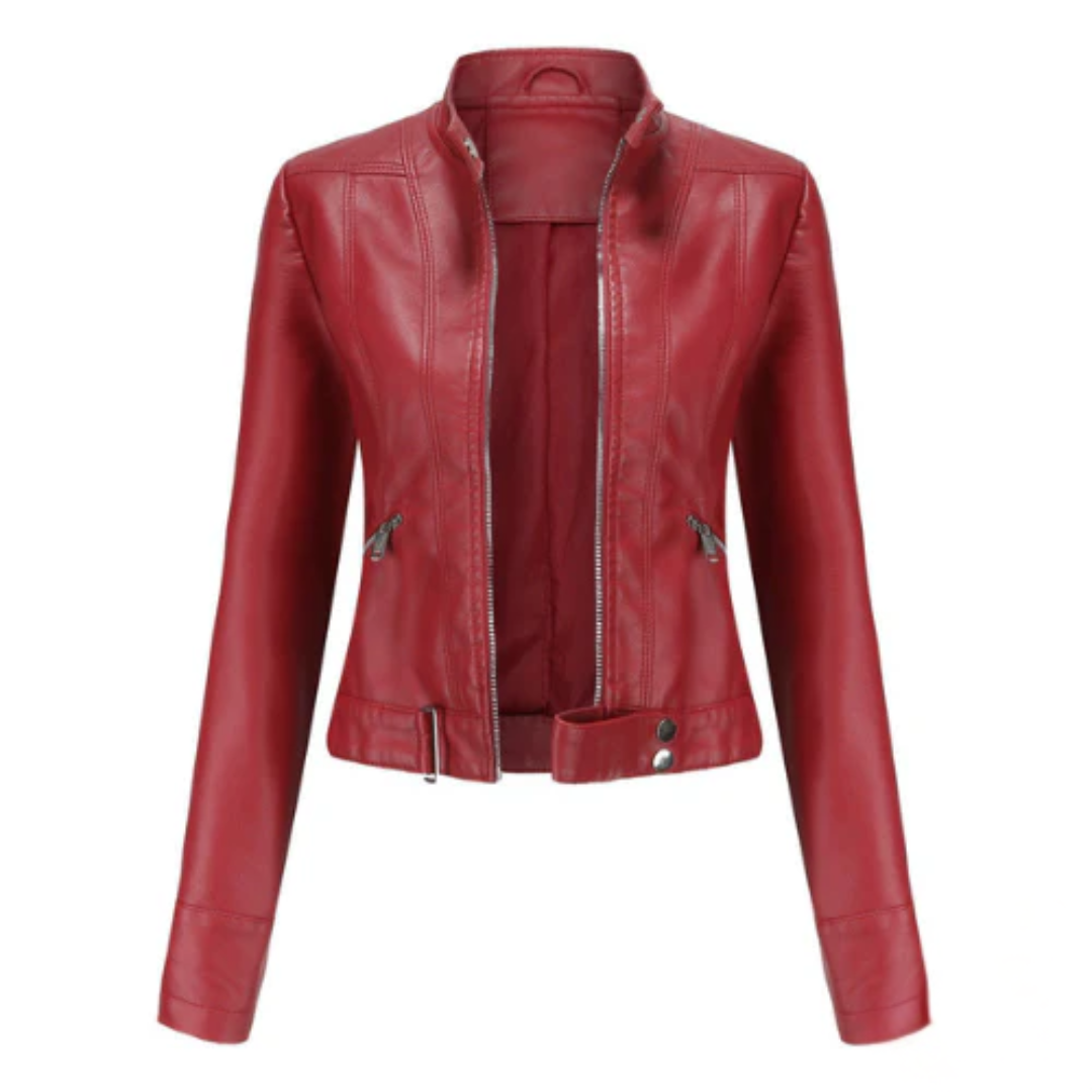Damen Lederjacke | Modernes Design mit Reißverschluss & Taschen | Bequeme Passform | Sydney
