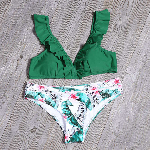 Jolie™ - Bikini mit hoher Taille und gefalteten Blättern