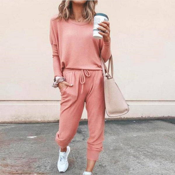 Damen 2-teiliges Herbst Set | Lange Bluse & Wide-Leg Hose | Leicht & atmungsaktiv | Casual Outfit für Alltag & Freizeit