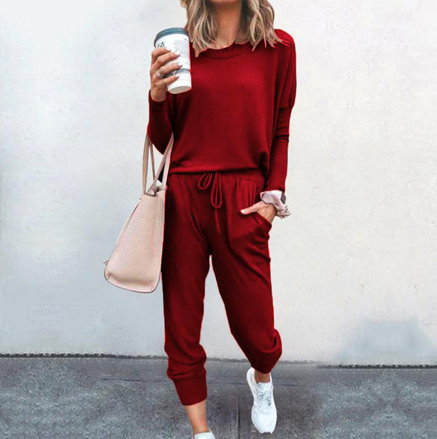 Damen 2-teiliges Herbst Set | Lange Bluse & Wide-Leg Hose | Leicht & atmungsaktiv | Casual Outfit für Alltag & Freizeit