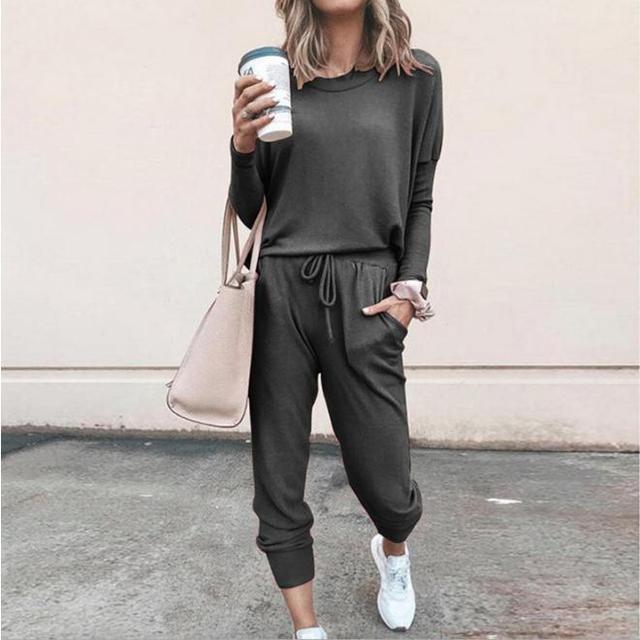 Damen 2-teiliges Herbst Set | Lange Bluse & Wide-Leg Hose | Leicht & atmungsaktiv | Casual Outfit für Alltag & Freizeit
