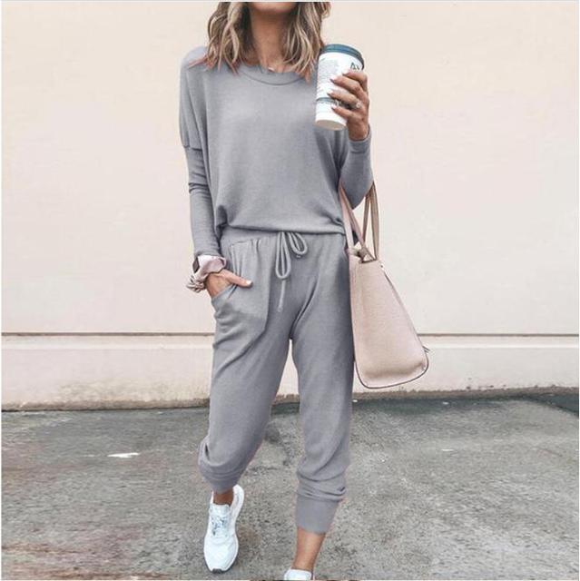 Damen 2-teiliges Herbst Set | Lange Bluse & Wide-Leg Hose | Leicht & atmungsaktiv | Casual Outfit für Alltag & Freizeit