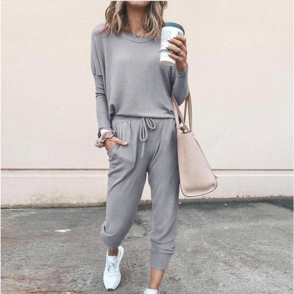 Damen 2-teiliges Herbst Set | Lange Bluse & Wide-Leg Hose | Leicht & atmungsaktiv | Casual Outfit für Alltag & Freizeit