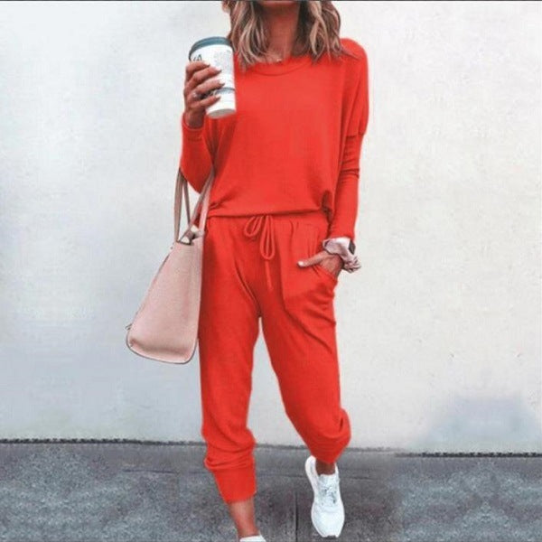 Damen 2-teiliges Herbst Set | Lange Bluse & Wide-Leg Hose | Leicht & atmungsaktiv | Casual Outfit für Alltag & Freizeit
