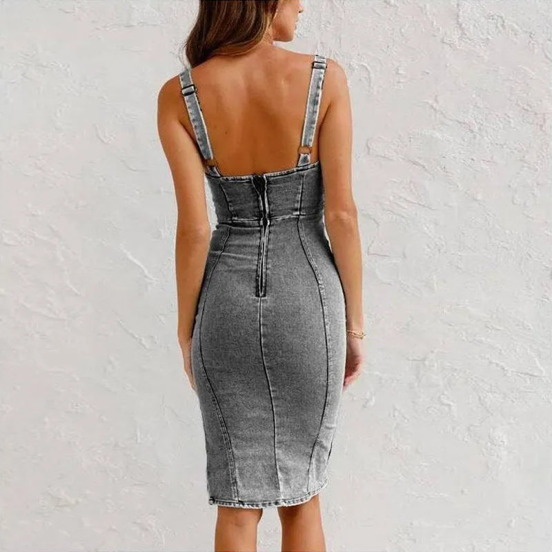 Béatrice™ Bustier und Bleistiftrock Denim-Kleid