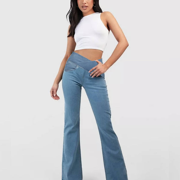 Doris Stretch-Jeans Damen High-Waist | Verstellbarer Bund formt Taille & Po | Bequemer Stretch, vielseitig für Alltag & Chic