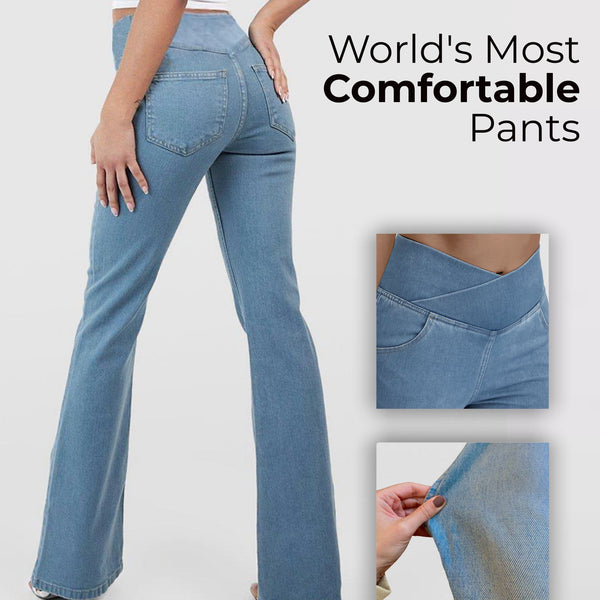 Doris Stretch-Jeans Damen High-Waist | Verstellbarer Bund formt Taille & Po | Bequemer Stretch, vielseitig für Alltag & Chic