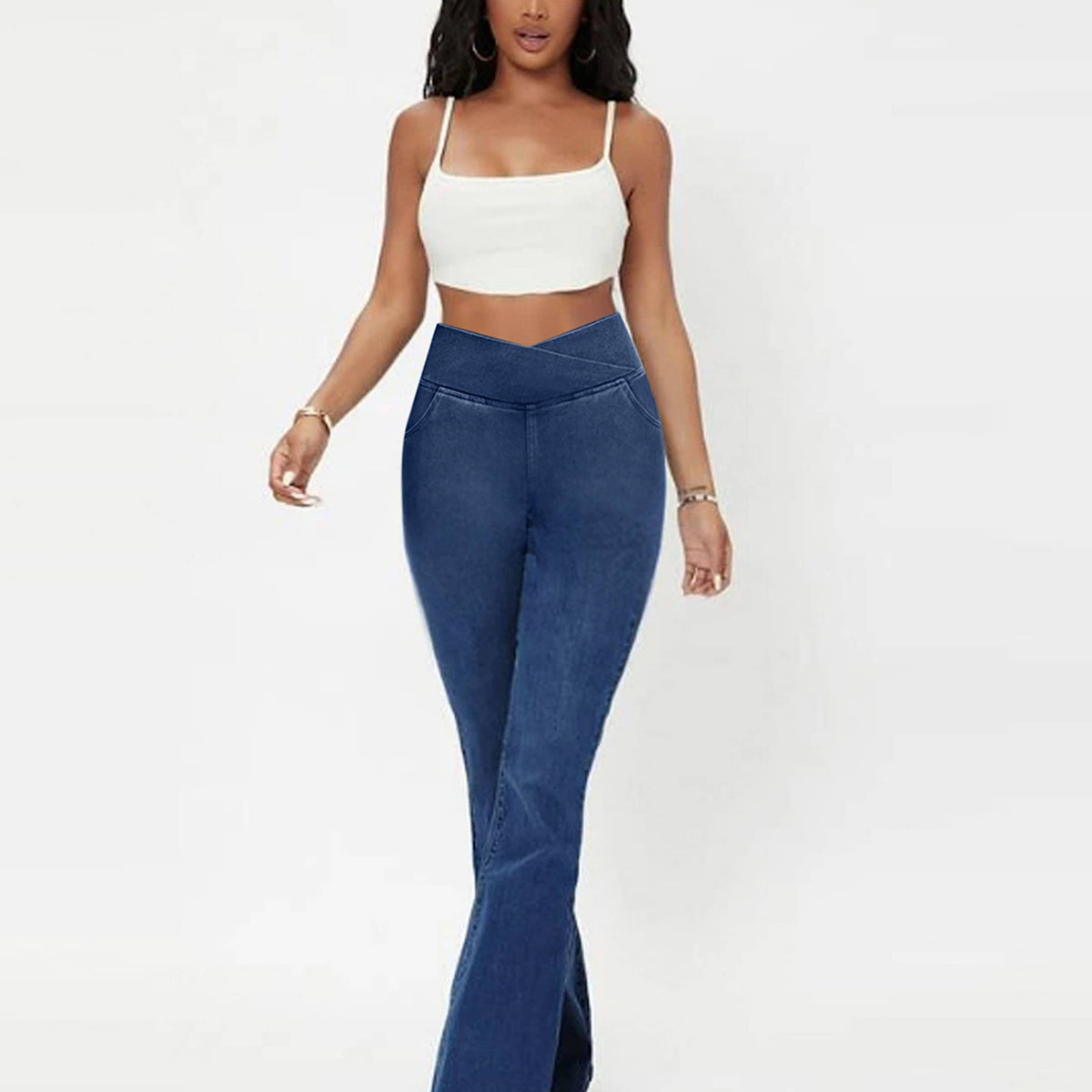 Doris Stretch-Jeans Damen High-Waist | Verstellbarer Bund formt Taille & Po | Bequemer Stretch, vielseitig für Alltag & Chic