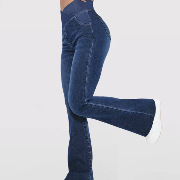 Doris Stretch-Jeans Damen High-Waist | Verstellbarer Bund formt Taille & Po | Bequemer Stretch, vielseitig für Alltag & Chic