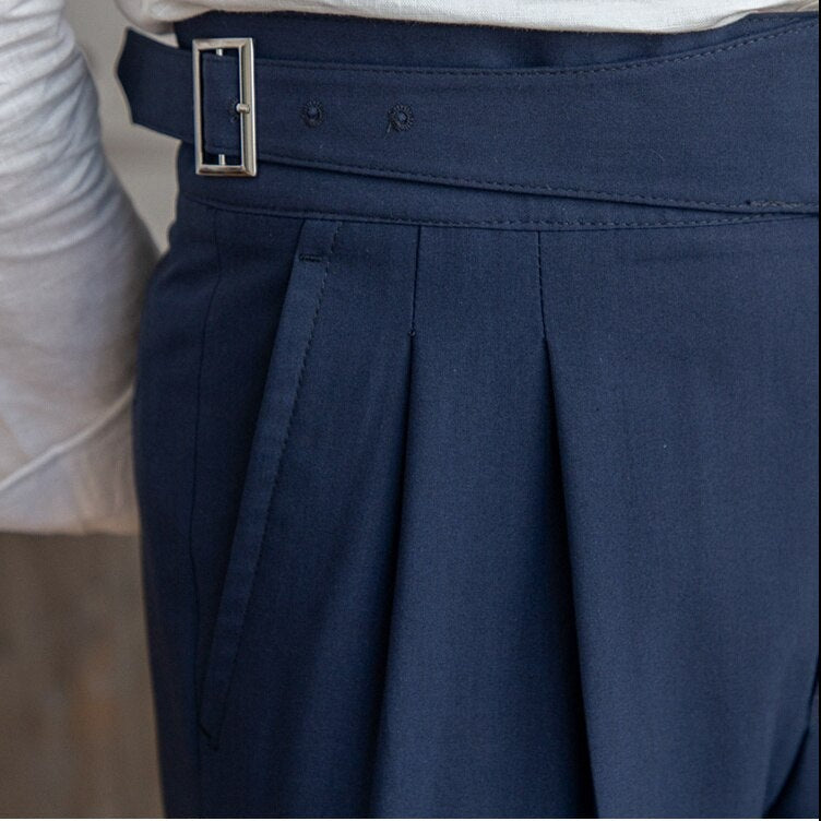 Herren Gurkha Hose mit hohem Bund | Gerade geschnittene Businesshose | Elegante Freizeithose im Vintage-Stil