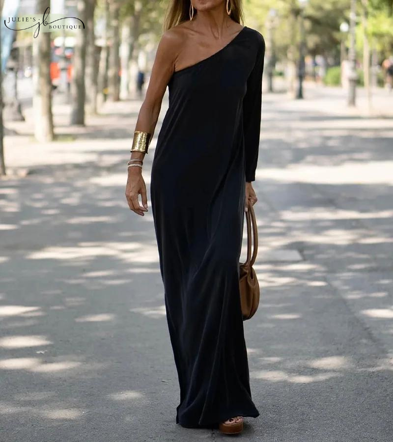 Maxikleid Damen elegant | Venusschnitt Oberteil & fließender Fall | Atmungsaktiv & bequem | Für Büro, Anlass & Sommer