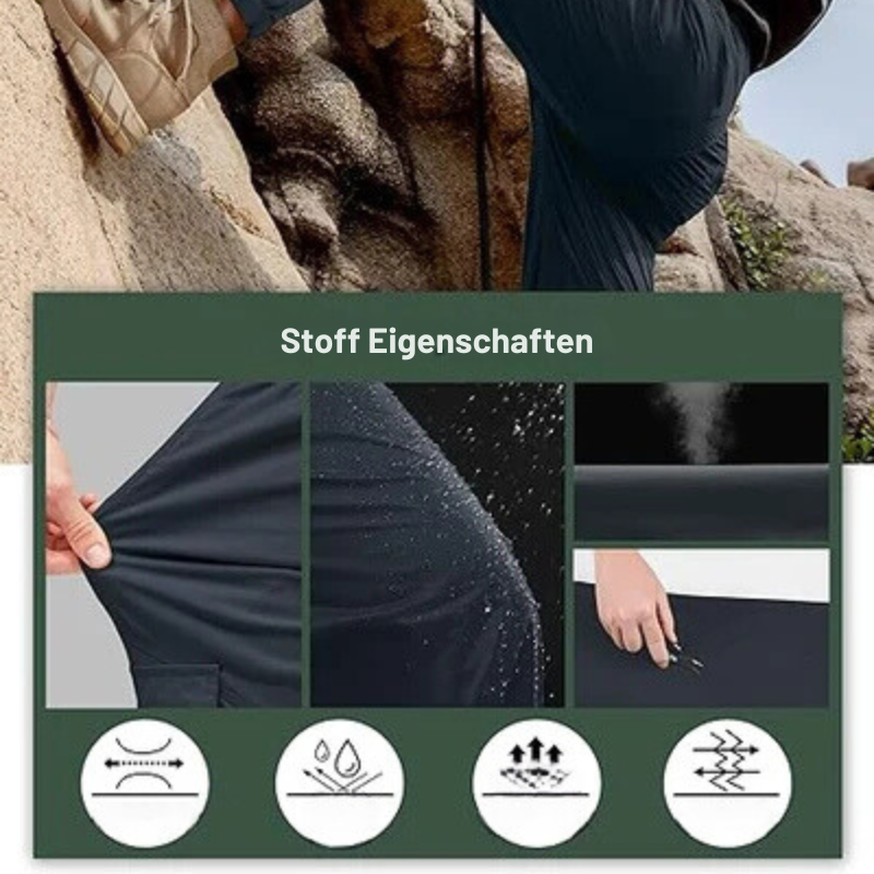 Herren Cargo-Hose Stretch mit 6 Taschen | schnelltrocknend & schmutzabweisend | elastischer Bund | Outdoor & Alltag