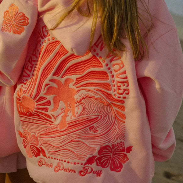 Damen Kapuzenpullover Sommer leicht & weich | Wellen Print Hoodie atmungsaktiv | Freizeit & Strand Sweatshirt für laue Abende