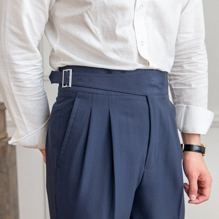 Herren Gurkha Hose mit hohem Bund | Gerade geschnittene Businesshose | Elegante Freizeithose im Vintage-Stil
