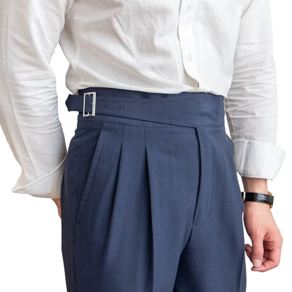 Herren Gurkha Hose mit hohem Bund | Gerade geschnittene Businesshose | Elegante Freizeithose im Vintage-Stil