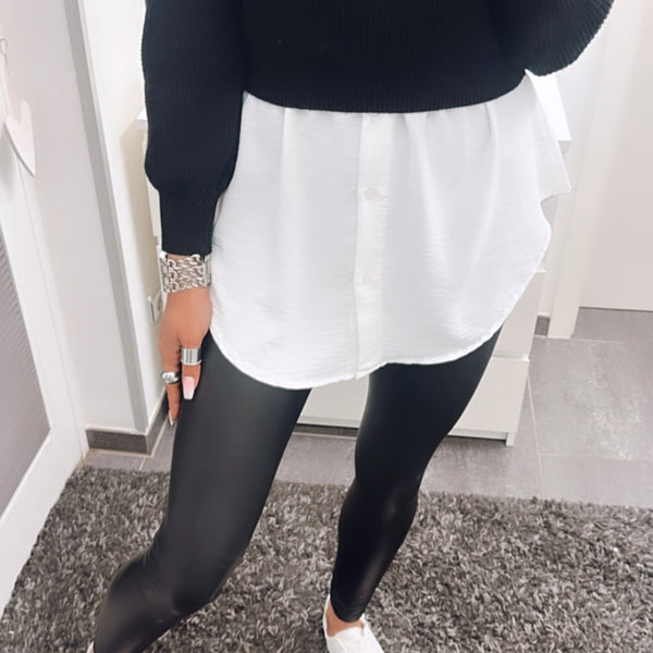 ThermoLeder™ Gefütterte High-Waist Leggings in Lederoptik