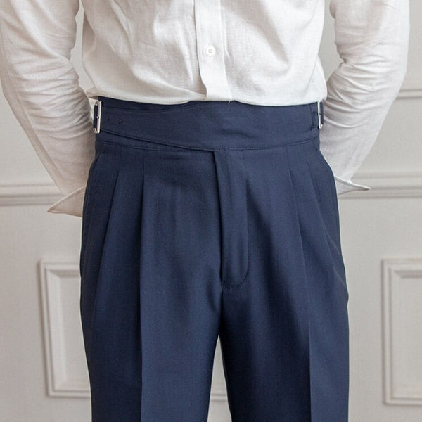 Herren Gurkha Hose mit hohem Bund | Gerade geschnittene Businesshose | Elegante Freizeithose im Vintage-Stil