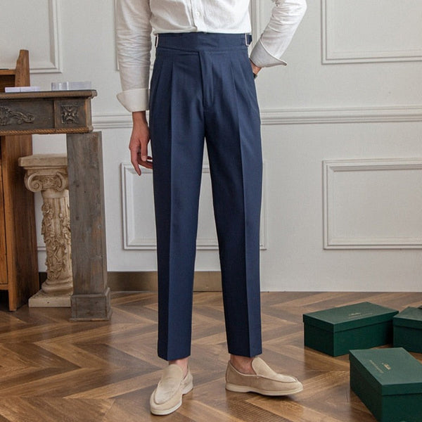 Herren Gurkha Hose mit hohem Bund | Gerade geschnittene Businesshose | Elegante Freizeithose im Vintage-Stil