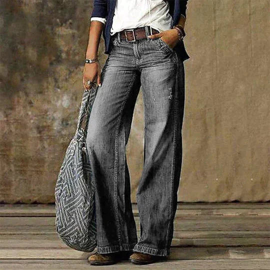 Damen Wide Leg Jeans mit hoher Taille | Weite Boyfriend Denim Hose | Lässige High-Waist Jeans