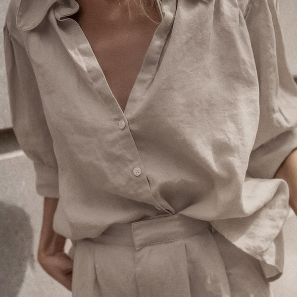 Lilianna Langärmelige Hose mit weitem Bein Zweiteiliges Set