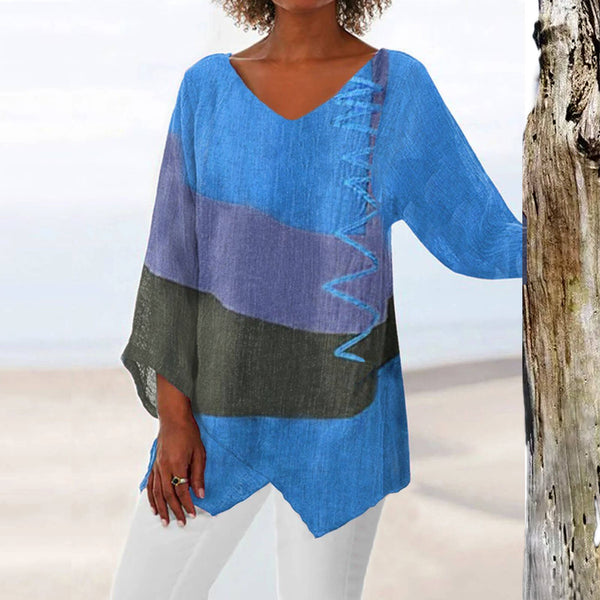 Damen Sommerbluse mit geometrischem Muster | Luftige, atmungsaktive Stoffstruktur | Figurbetonte Passform für Frühling & Sommer