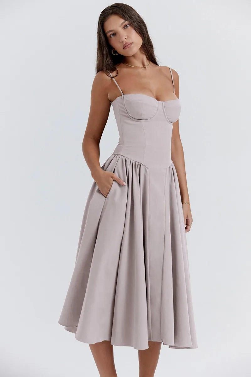 Vivi™ | Ärmelloses Midikleid mit Korsett-Passform