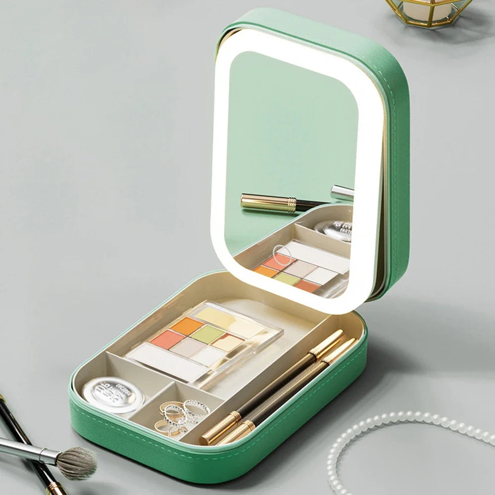 GlamBox™ - LED Dreifarbiger Verstellbarer Make-up-Spiegelcase