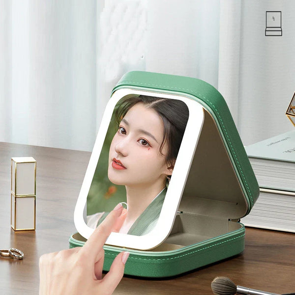 GlamBox™ - LED Dreifarbiger Verstellbarer Make-up-Spiegelcase